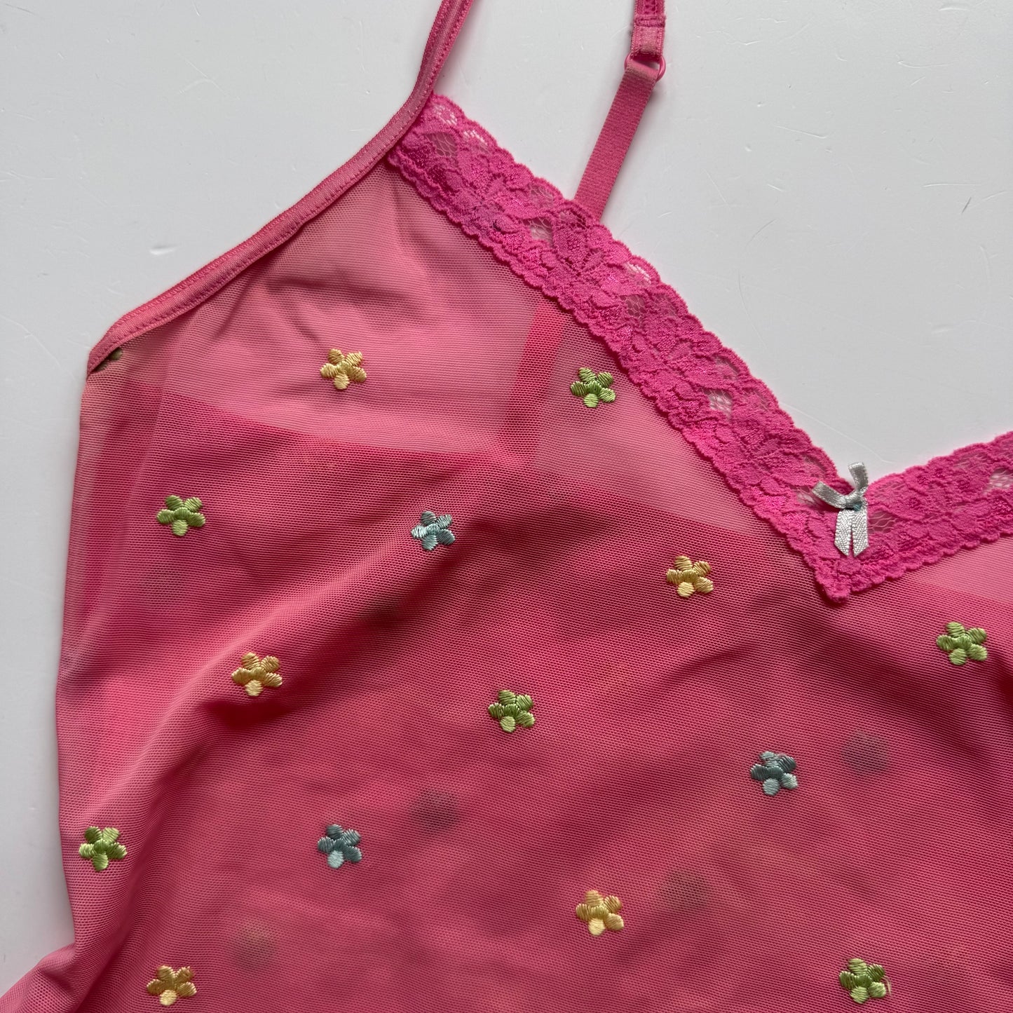 Pink Mesh Y2K Cami Top (S)