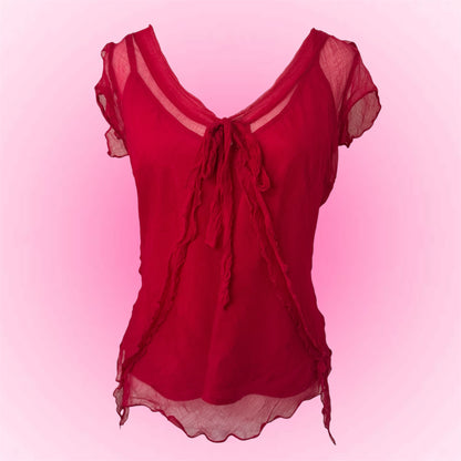 Red Vintage Mesh Tshirt (M)