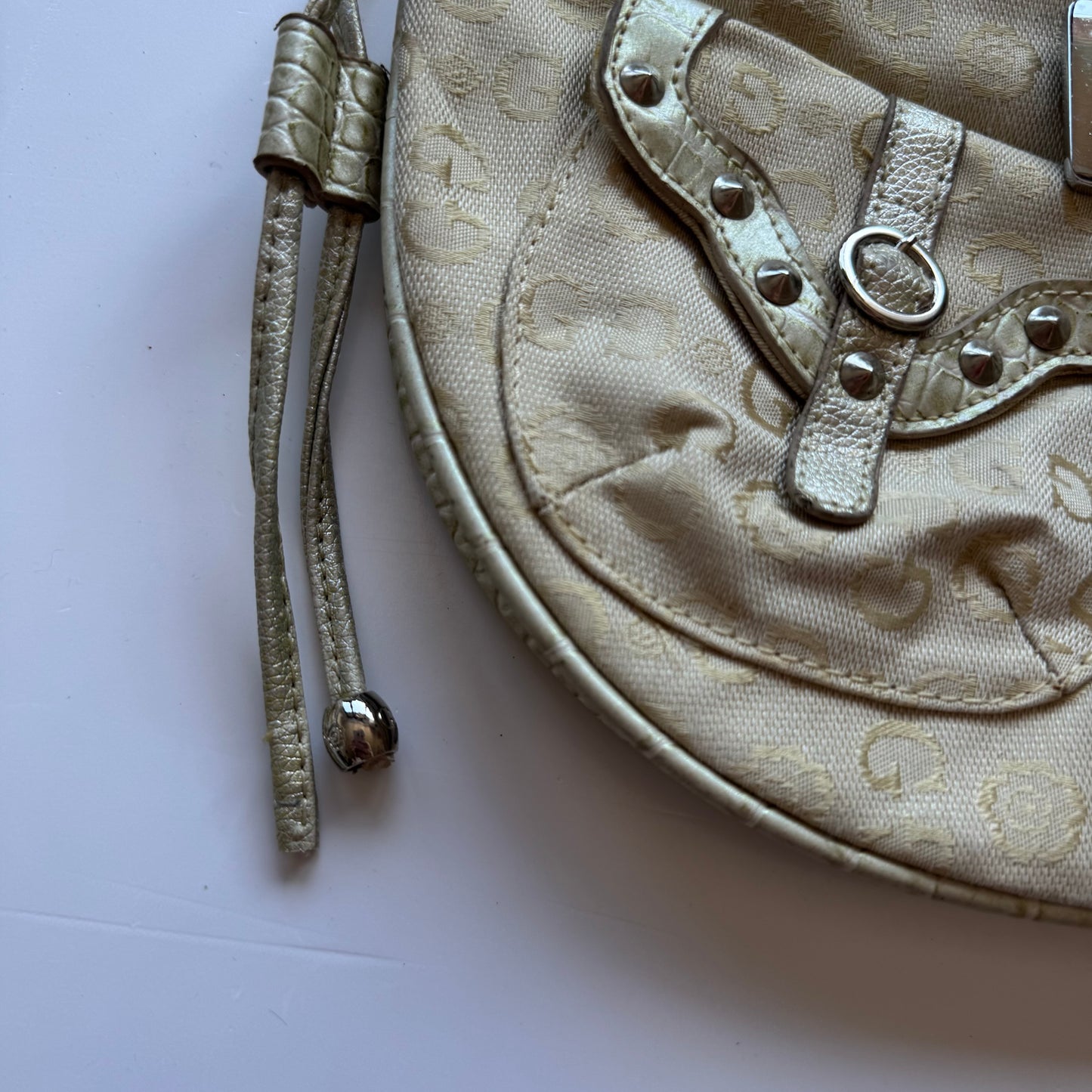 Vintage Cream Studded Crossbody Bag