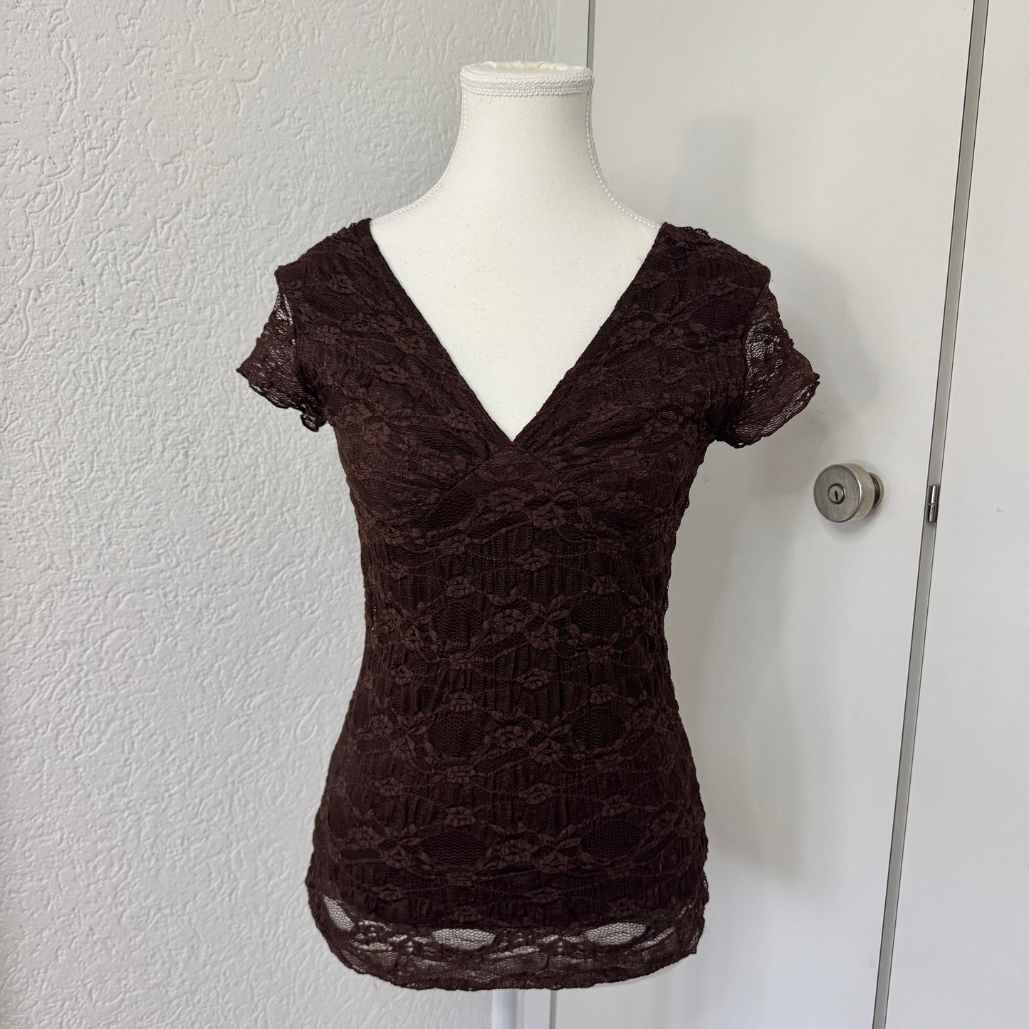 Brown Lace Y2K Tshirt (M)