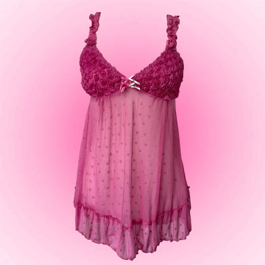 Pink Mesh Babydoll Dress (S/M)