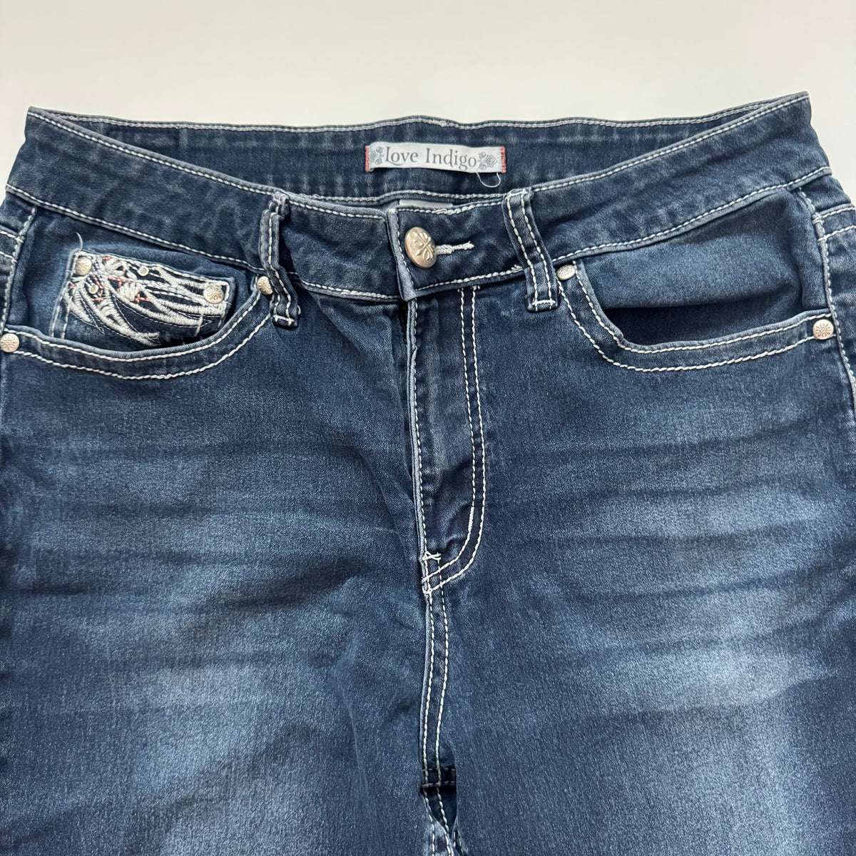 Dark Blue Embellished Flared Jeans (S)