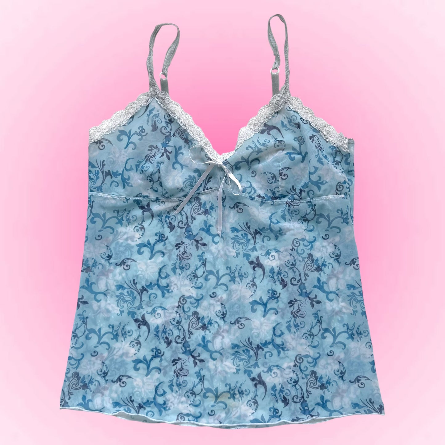 Blue Floral Sheer Cami Set (M)