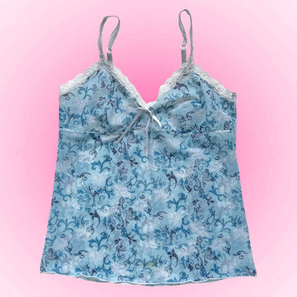 Blue Floral Sheer Cami Set (M)