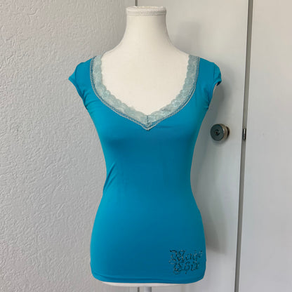Blue Lace Y2K Tshirt (S)