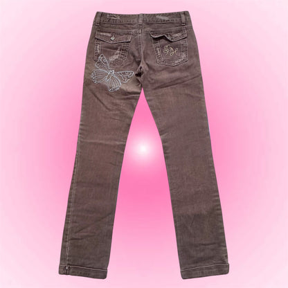 Brown Butterfly Detail Jeans (S)