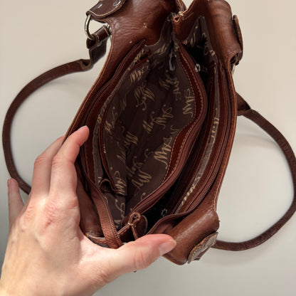 Brown leather shoulder bag