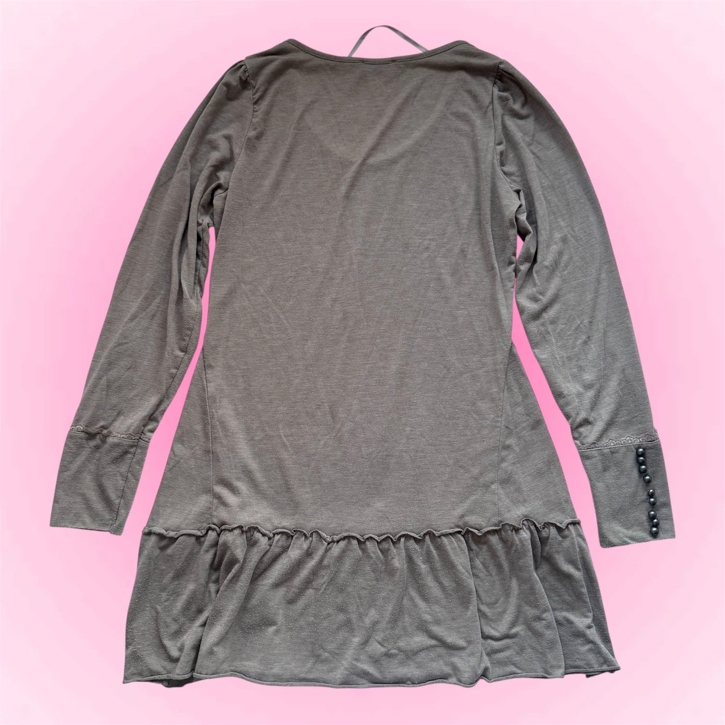 Grey Fairy Ruffle Hem Dress (M)