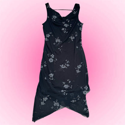 Black Y2K flower dress (L)