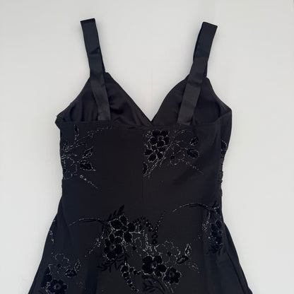 Cute black glittery flower dress (S)