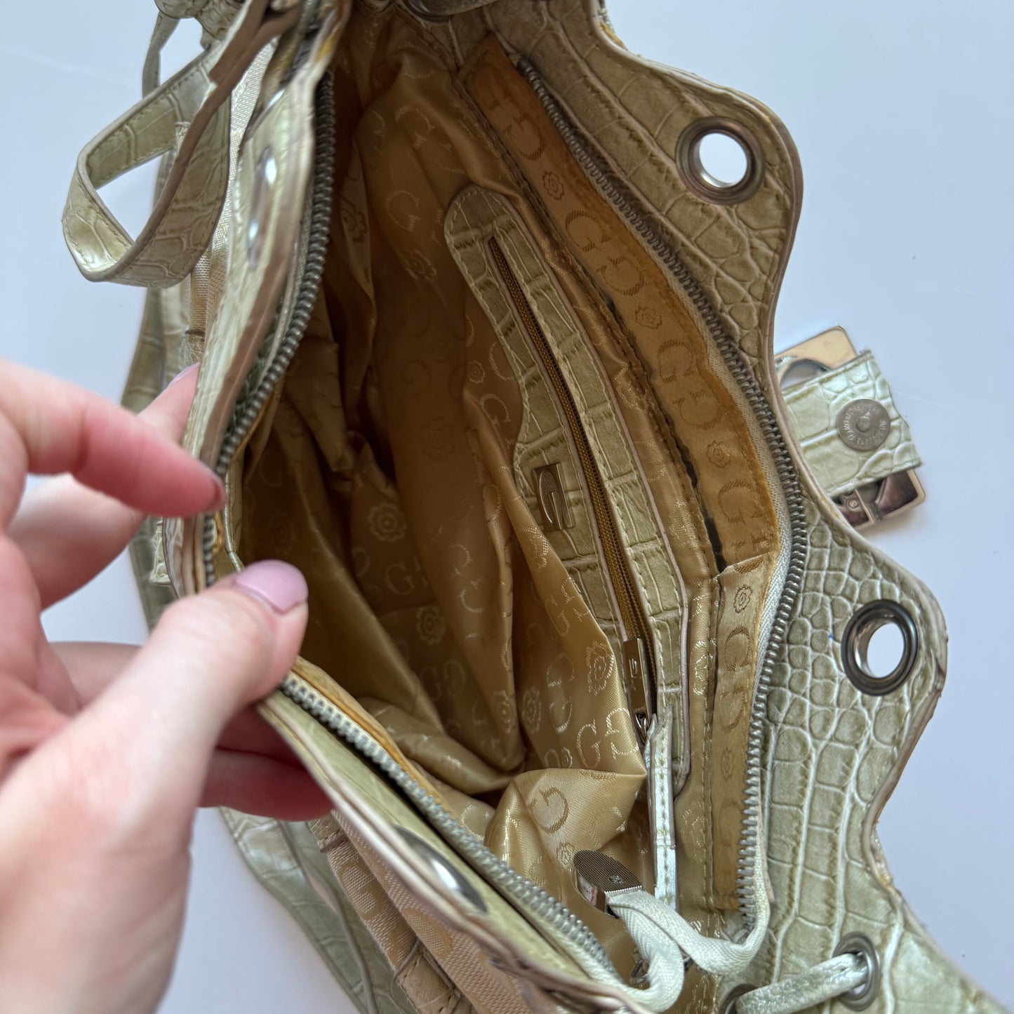 Vintage Cream Studded Crossbody Bag