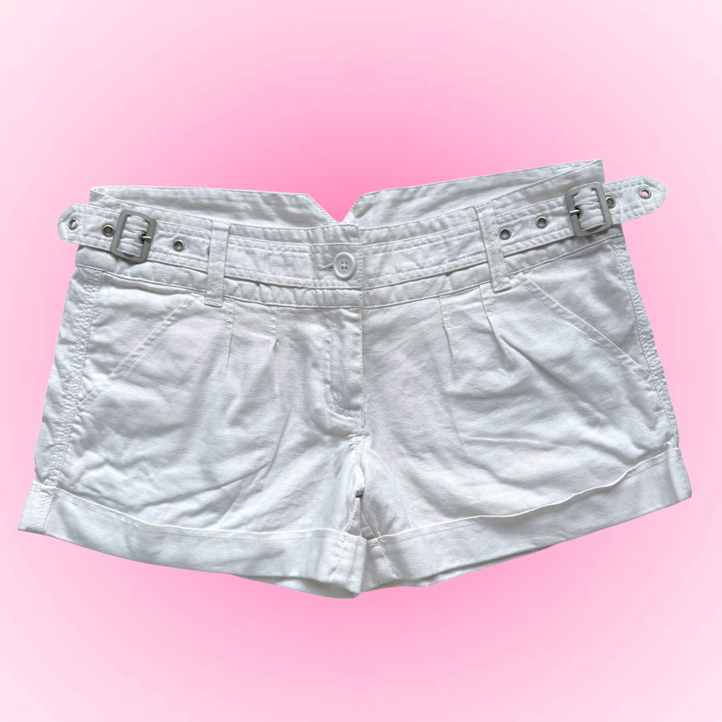 White Linen Y2k Shorts (S)