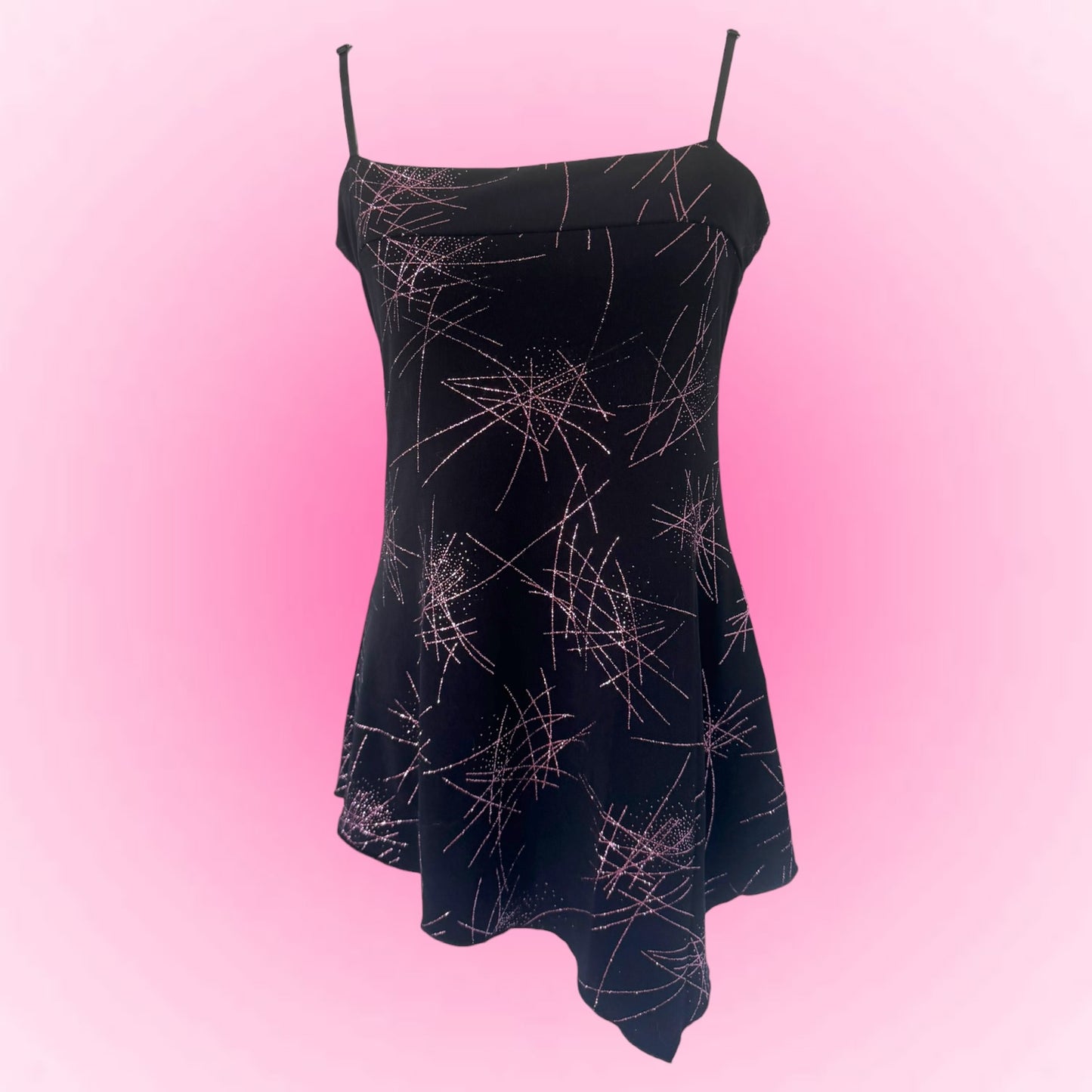 Black Glittery Asymmetrical Top (M)