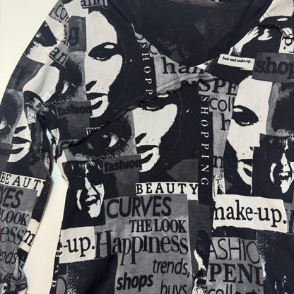Y2k Magazine Print Top (S)