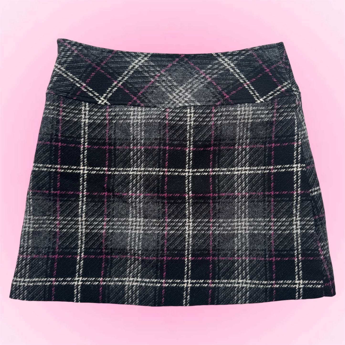 Plaid mini wool skirt (S)