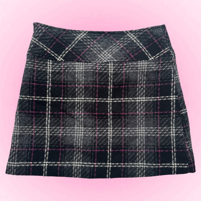 Plaid mini wool skirt (S)