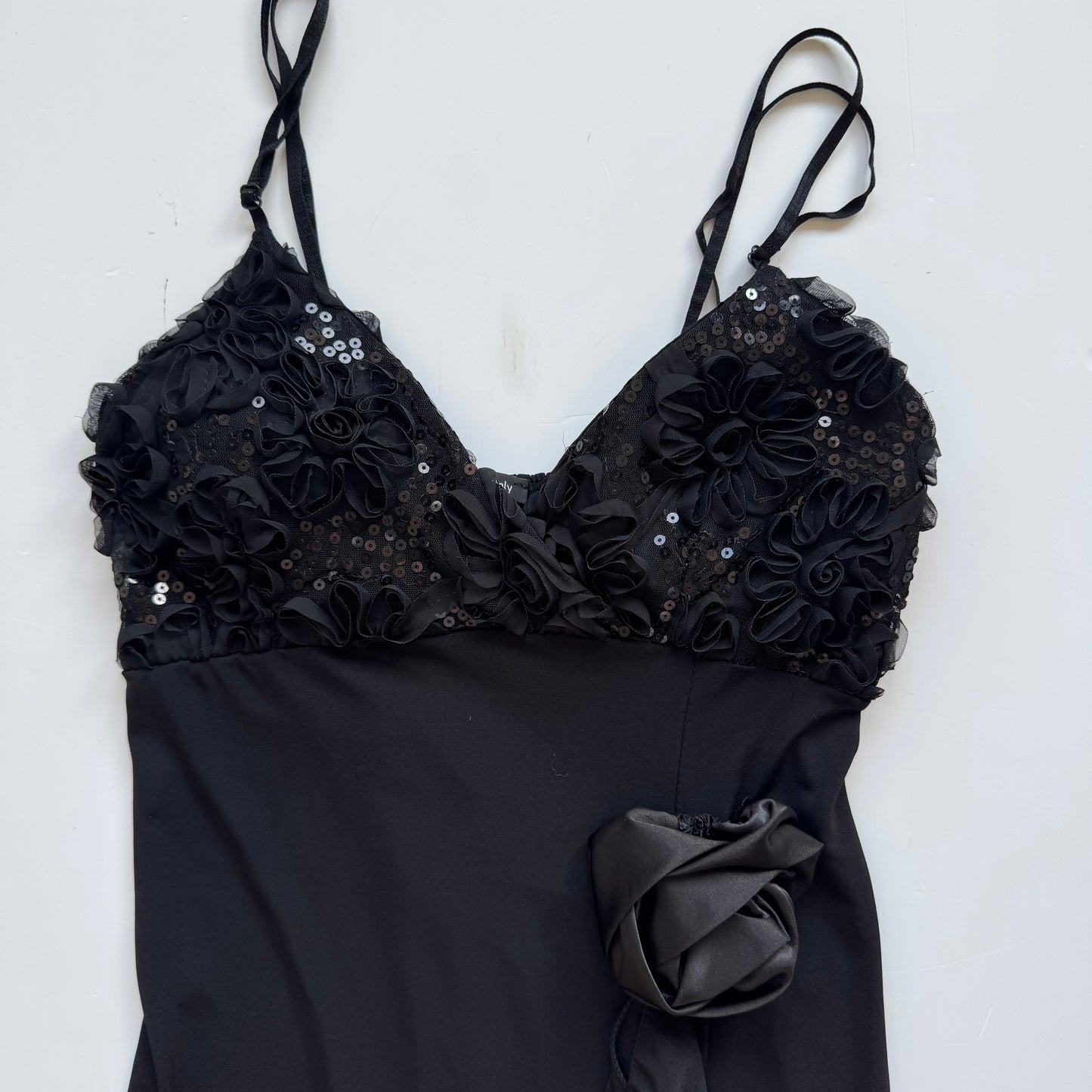 Black Ruffle Vintage Dress (S)