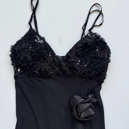 Black Ruffle Vintage Dress (S)