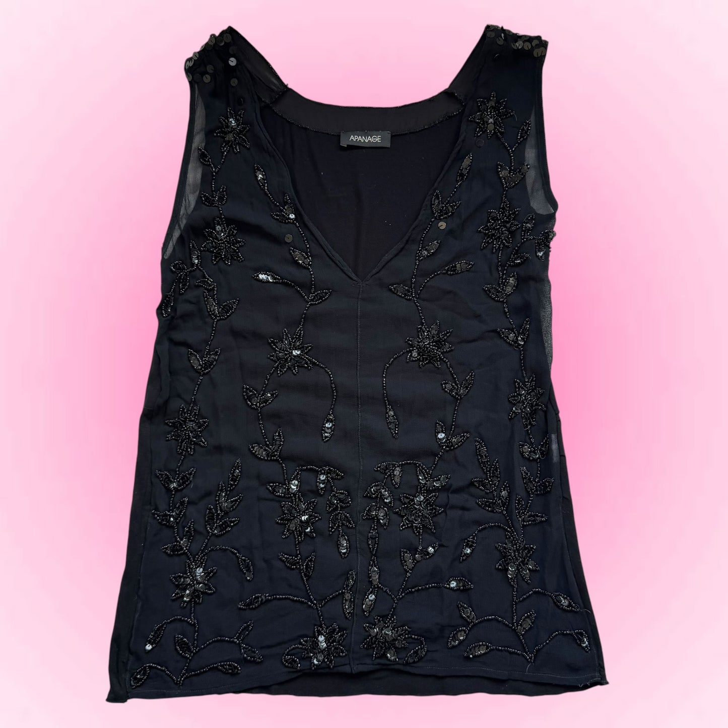 Black Sheer Sequin Vest (L)