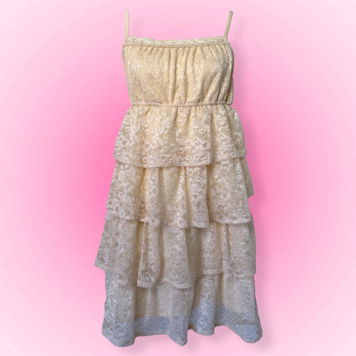 Cream Ruffle Fairycore Mini Dress (M)