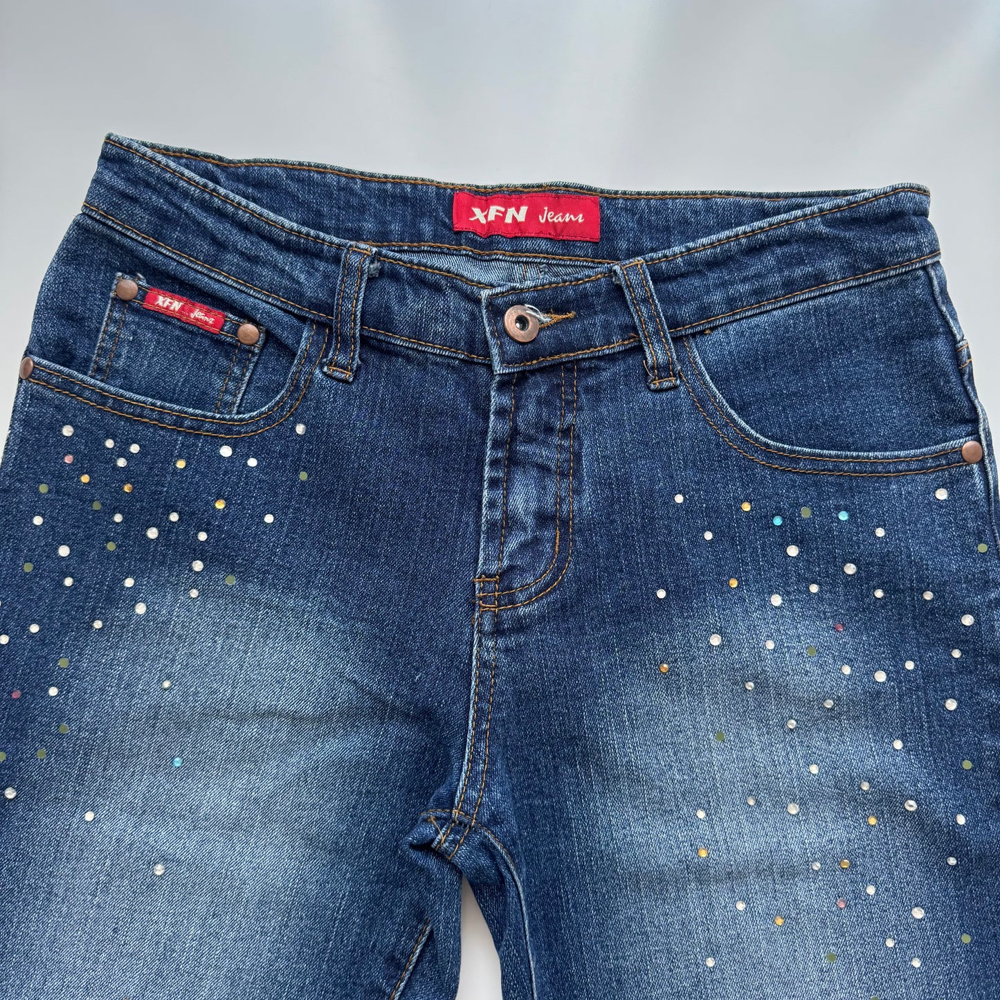 Y2k rhinestones jeans (M)