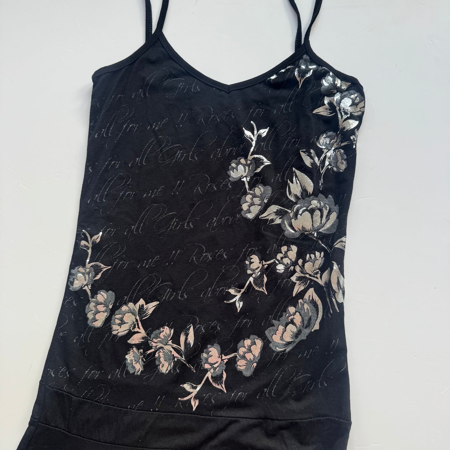 Black Floral Y2K Mini Dress (S)