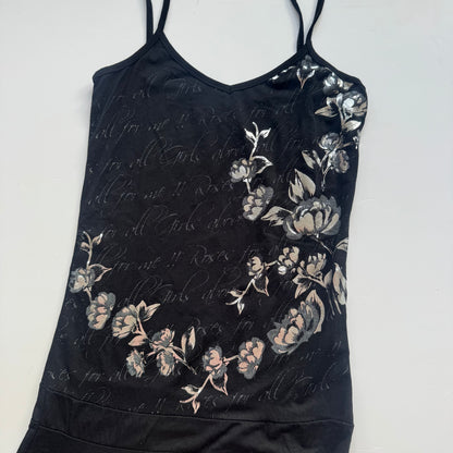 Black Floral Y2K Mini Dress (S)