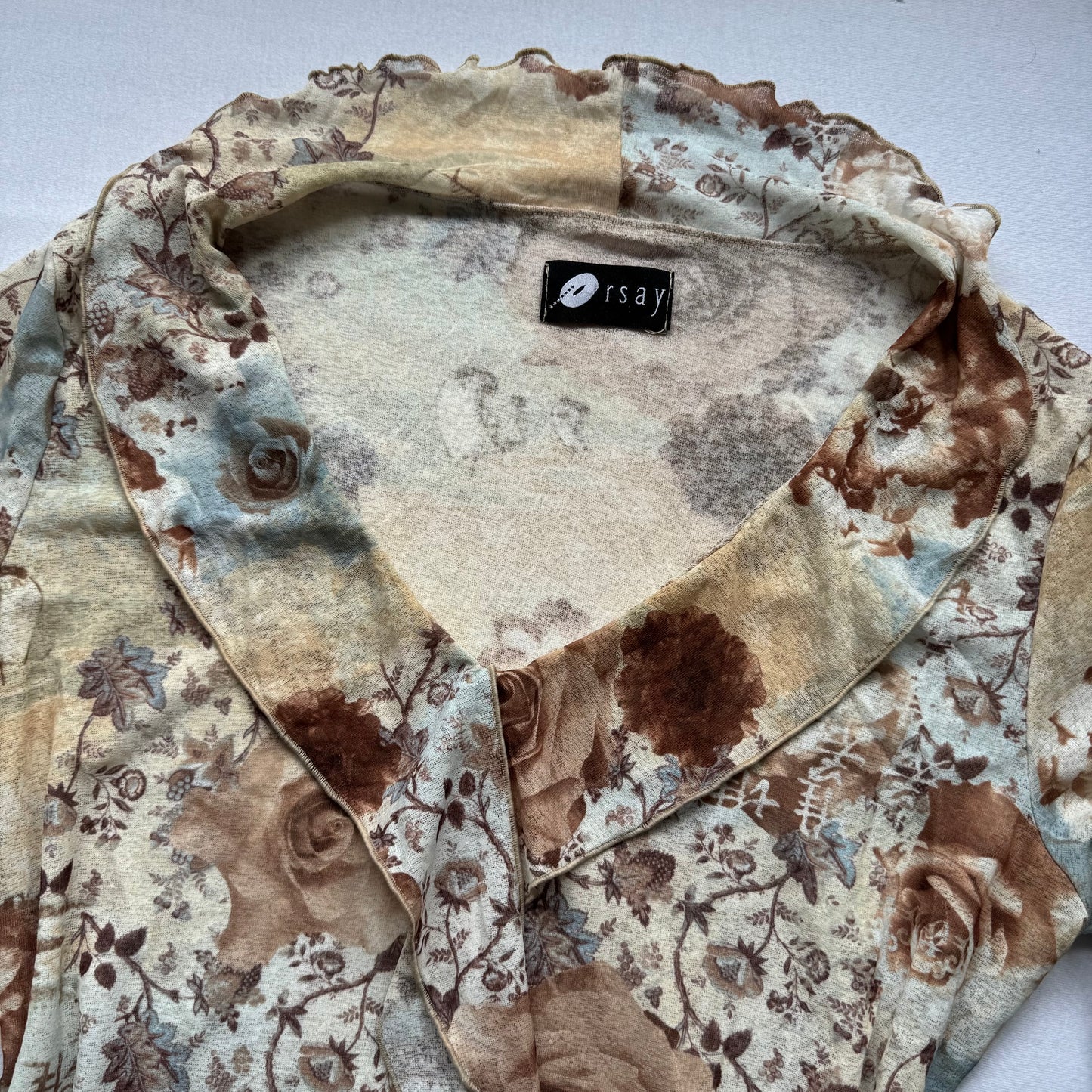 Vintage floral ruffle longsleeve (L)