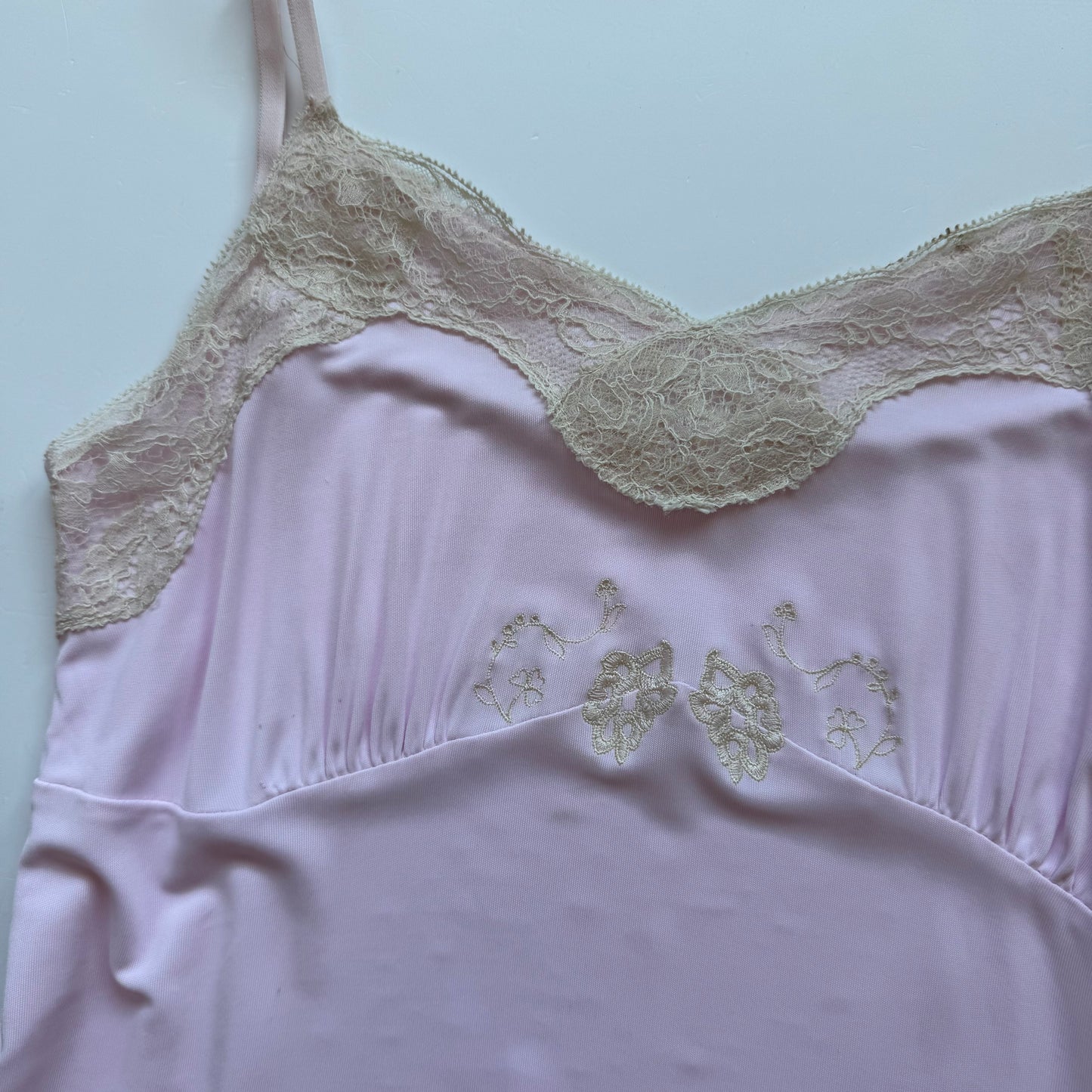 Pink Lace Trim Babydoll Cami (S)
