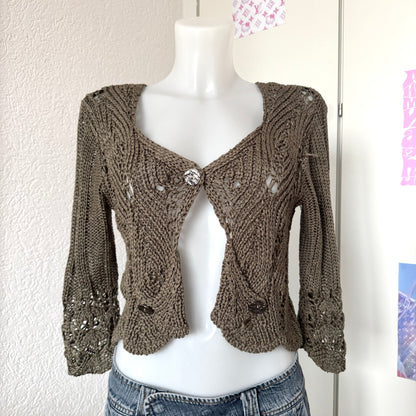 Cropped Knit Cardigan (S)
