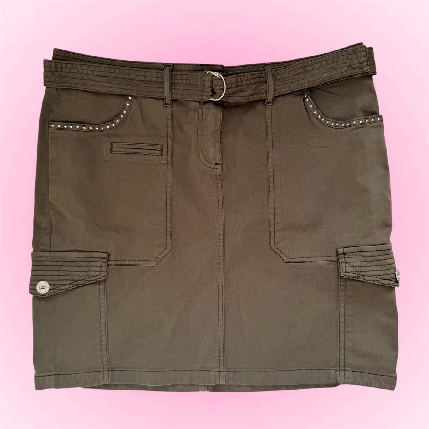 Green Y2k rhinestone skirt (M)