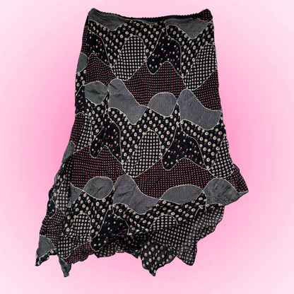 Black Patchwork Y2k Maxi Skirt (S)