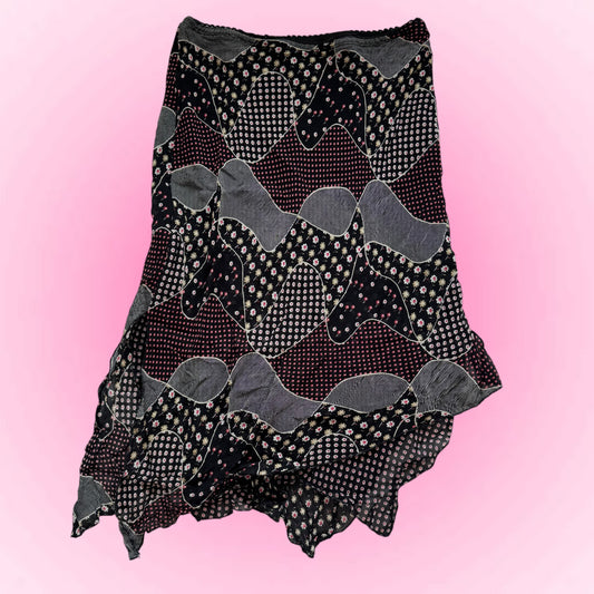 Black Patchwork Y2k Maxi Skirt (S)