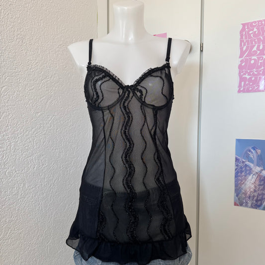 Black vintage slip dress (S)