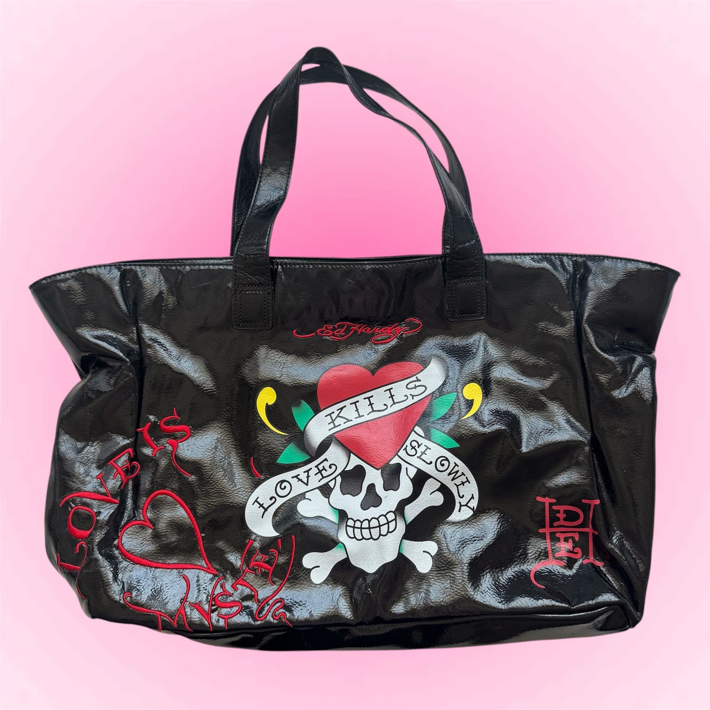 Ed Hardy Patent Tote Bag
