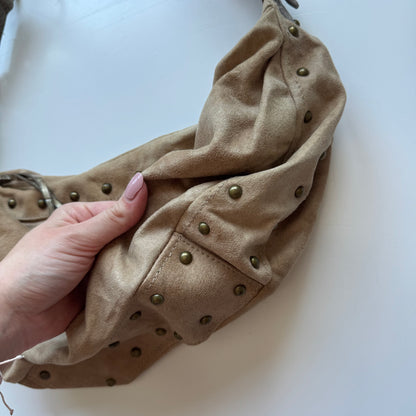 Beige Studded Hobo Bag Kathy Van Zeeland