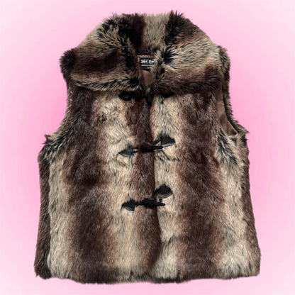 Brown Faux fur vest (S)