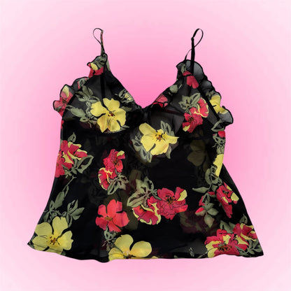 Black flower top (M)