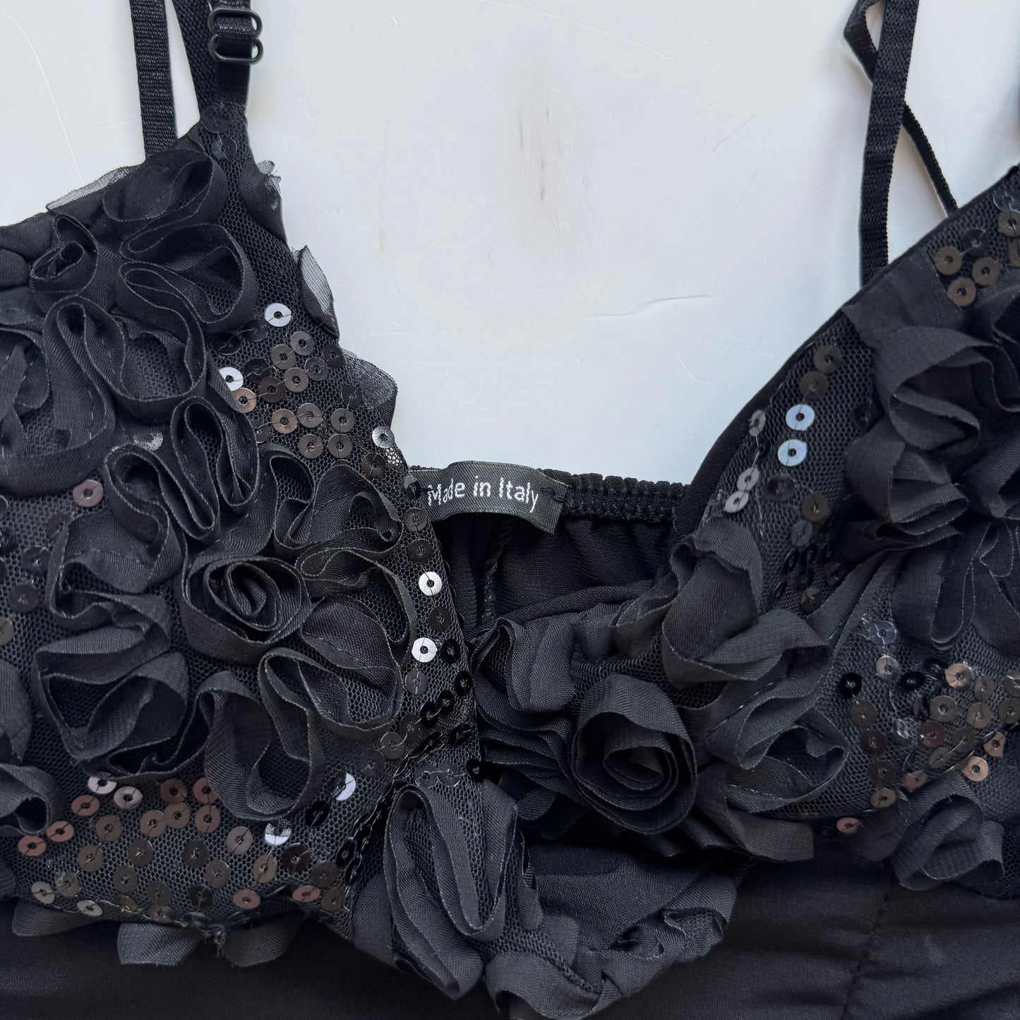 Black Ruffle Vintage Dress (S)