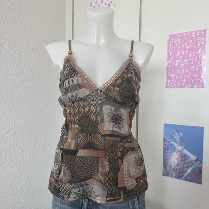 Brown Y2k cami top (L)