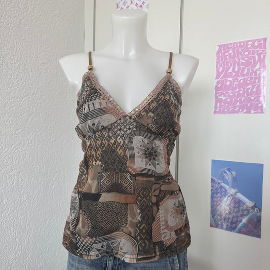Brown Y2k cami top (L)