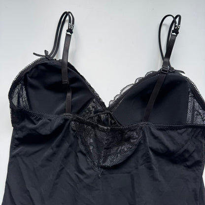 Black Rhinestone Babydoll Top (M)