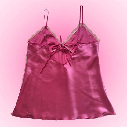 Pink Satin Lace Y2K Cami (M)