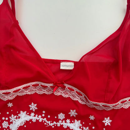 Red christmas cami top (M)