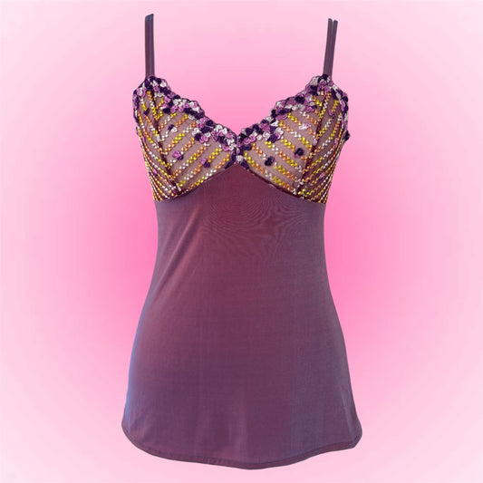 Purple Shiny Y2K Tank Top (S)