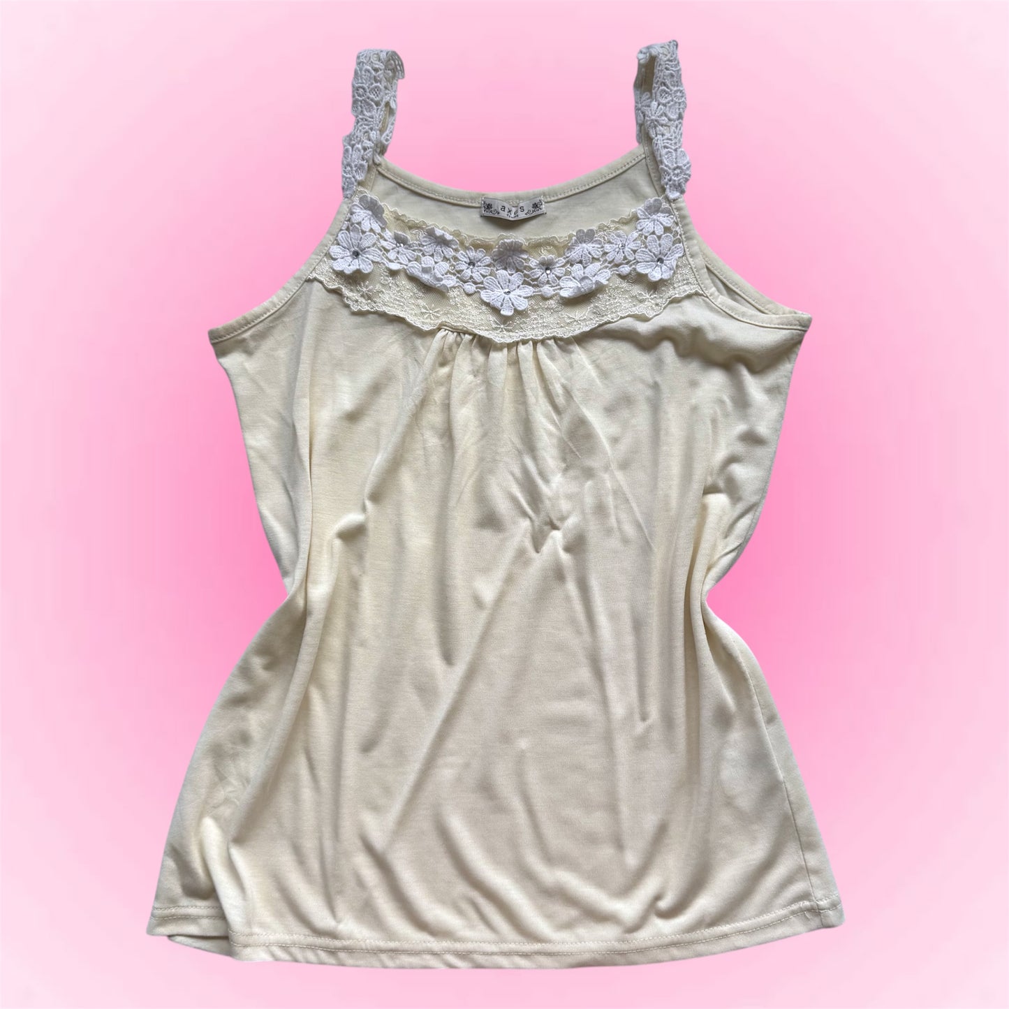 Cream Floral Lace Japanese Cami (M)