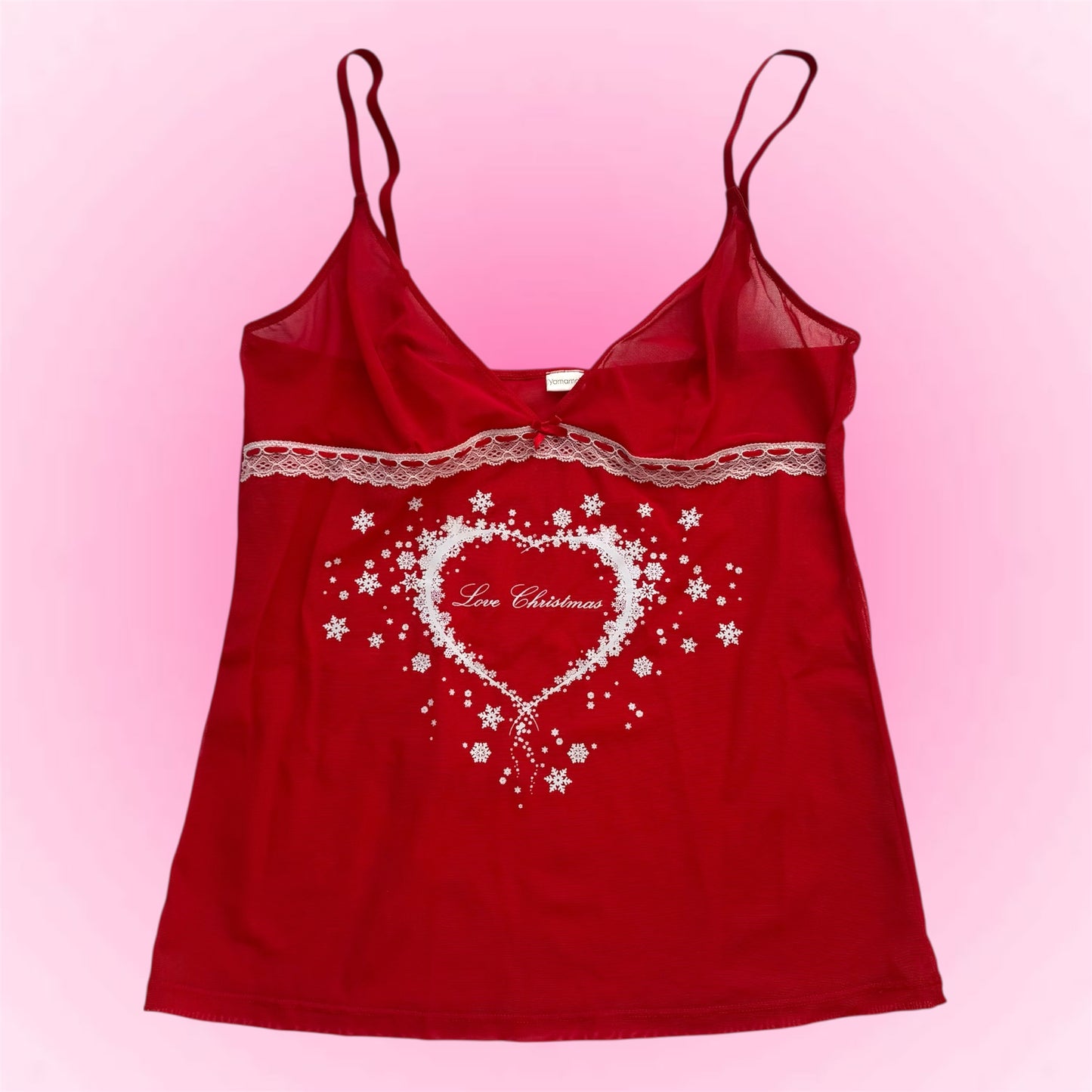 Red christmas cami top (M)