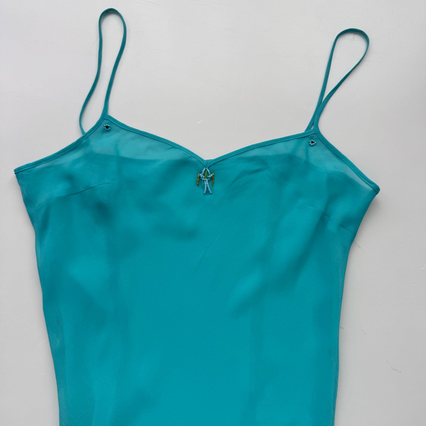 Turquoise Sheer Vintage Dress (M/L)