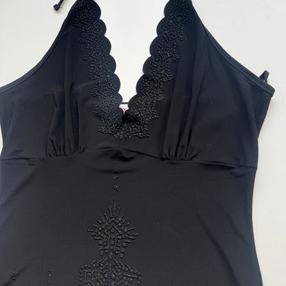 Black Beaded Y2K Halter Top (M)