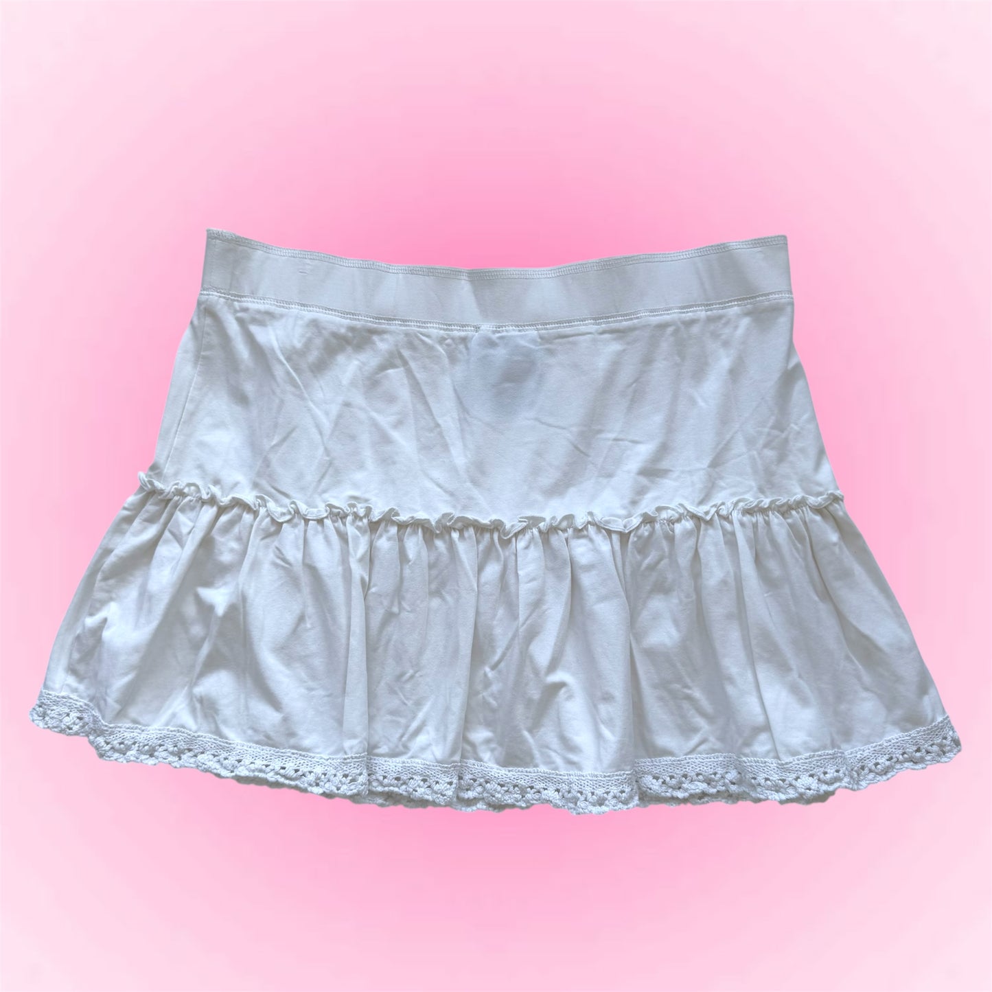 White Ruffle Mini Skirt (M)